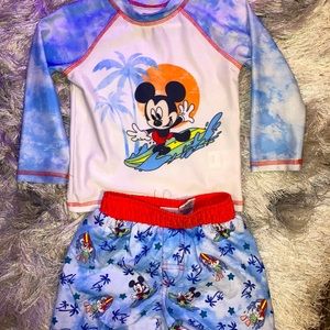 Mickey Mouse Toddler Boy Swim Rash Guard Set, 2-Piece